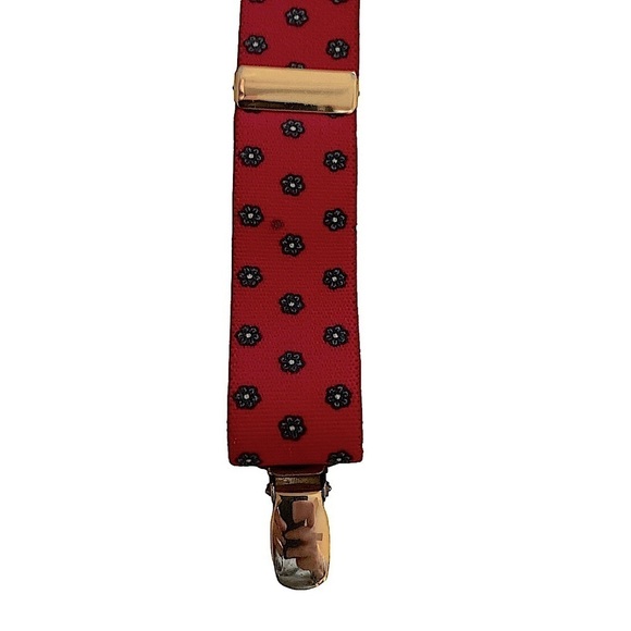 RED and Blue Elastic Suspenders With Goldtone Hardware - Picture 6 of 8